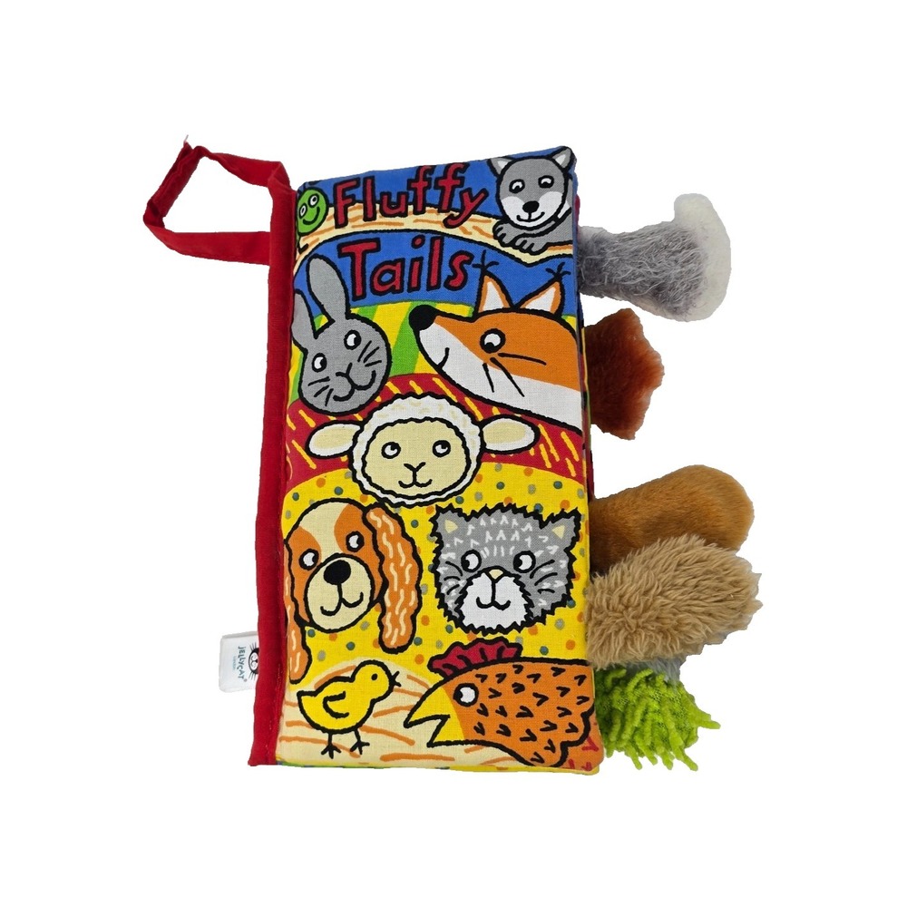 Jellycat Fluffy Tails Crinkle Texture Sensory Baby Play Book Plush 8.5"
